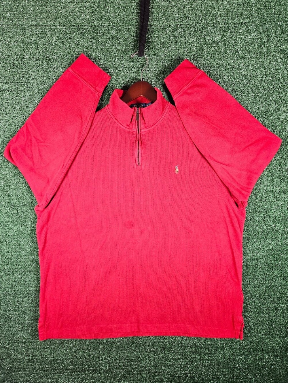 Polo Ralph Lauren Estate Rib Red Quarter-Zip Pullover Sweater / Mens XL